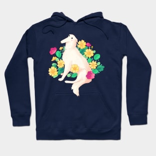 Borzoi and flowers art Hoodie